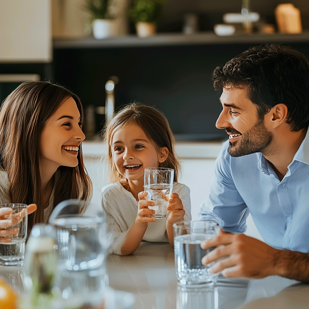happy-young-family-drinking-water-smiling-while-sitting-kitchen-home_ok